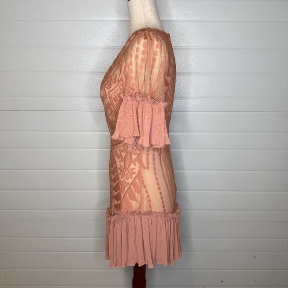 The Clothing Company Beige Lace Ruffle Mini Dress - Picture 3 of 6